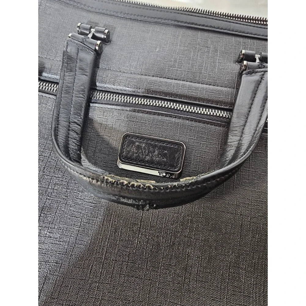 Tumi Briefcase Ashton Collins Zip Coated Canvas Textured Grey Laptop Case